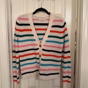 LOFT Women's Colorful Striped Cardigan Sweater